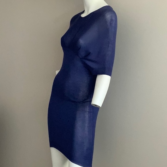 WHITE LABEL Blue Thin Knit Mini Dress Size S Made in ITALY - Picture 3 of 9